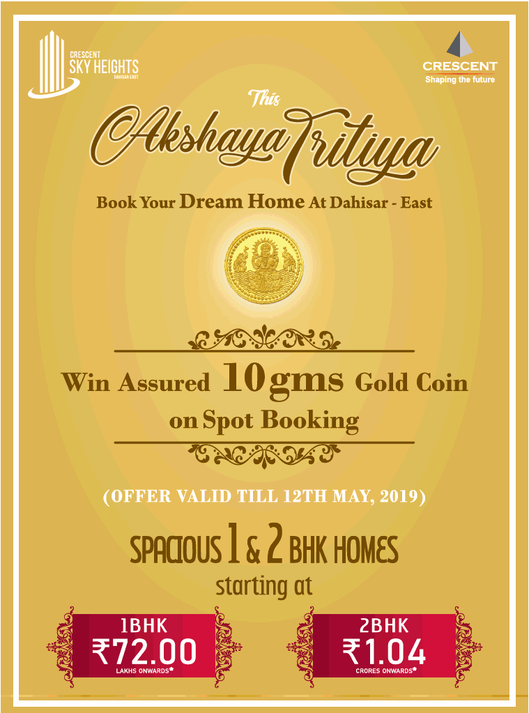 Win assured 10 grams gold coin on spot booking at Crescent Sky Heights in Mumbai
